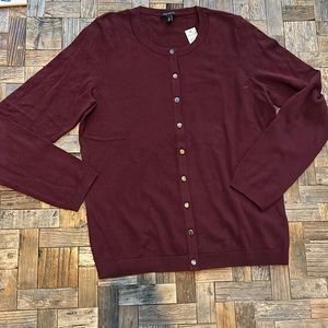 NWT- from Talbots Maroon Burgundy Cardigan Sweater. Size Med.